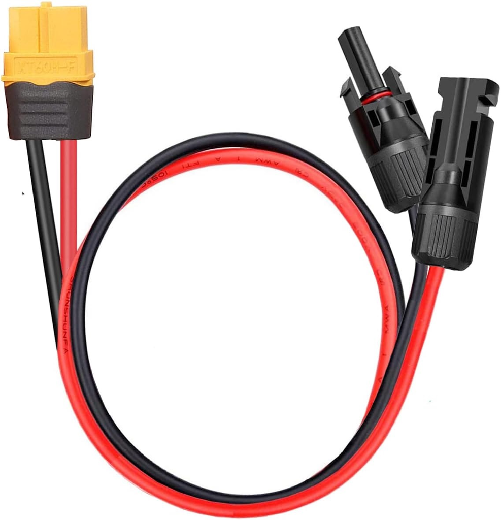 Cable Adaptador Fotovoltaico XT60i 12AWG para Panel Solar a Estación EcoFlow 1Mt